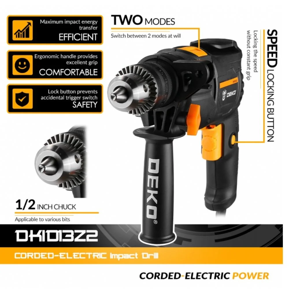 Περιστροφικό Κρουστικό Δράπανο 550W DEKO DKID13Z2-S1
